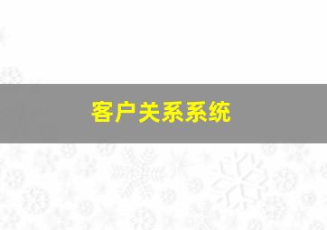 客户关系系统