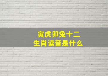 寅虎卯兔十二生肖读音是什么