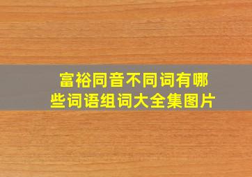 富裕同音不同词有哪些词语组词大全集图片