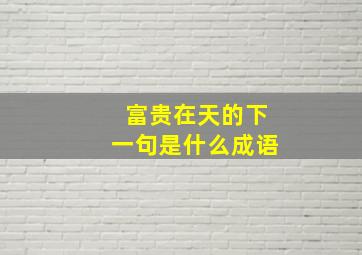 富贵在天的下一句是什么成语