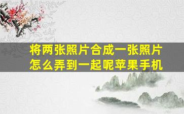 将两张照片合成一张照片怎么弄到一起呢苹果手机