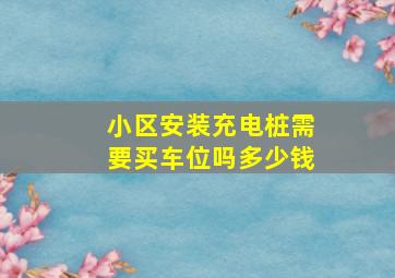 小区安装充电桩需要买车位吗多少钱