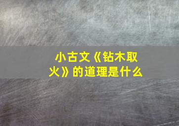 小古文《钻木取火》的道理是什么