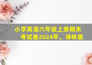 小学英语六年级上册期末考试卷2024年。译林版