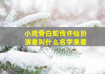 小戏骨白蛇传许仙扮演者叫什么名字来着