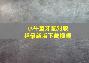 小牛蓝牙配对教程最新版下载视频