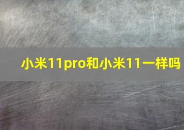 小米11pro和小米11一样吗