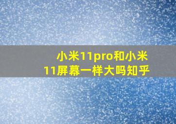 小米11pro和小米11屏幕一样大吗知乎