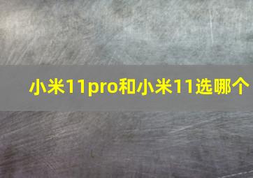 小米11pro和小米11选哪个