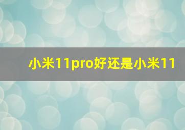 小米11pro好还是小米11