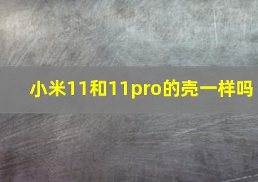 小米11和11pro的壳一样吗