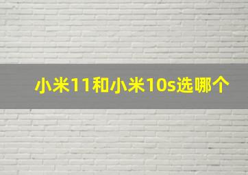 小米11和小米10s选哪个