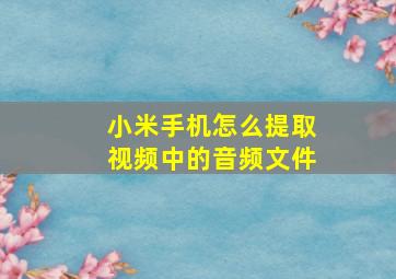 小米手机怎么提取视频中的音频文件