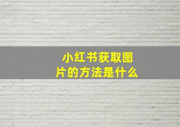 小红书获取图片的方法是什么