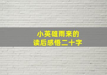 小英雄雨来的读后感悟二十字