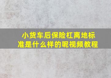 小货车后保险杠离地标准是什么样的呢视频教程