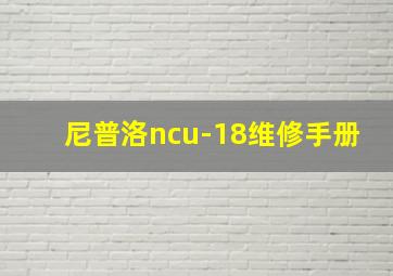 尼普洛ncu-18维修手册