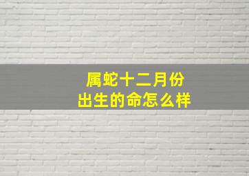 属蛇十二月份出生的命怎么样