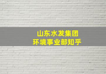 山东水发集团环境事业部知乎