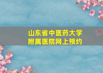 山东省中医药大学附属医院网上预约