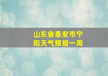 山东省泰安市宁阳天气预报一周