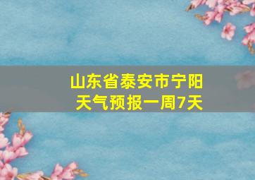 山东省泰安市宁阳天气预报一周7天