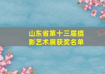 山东省第十三届摄影艺术展获奖名单