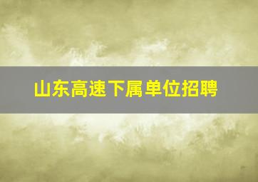 山东高速下属单位招聘