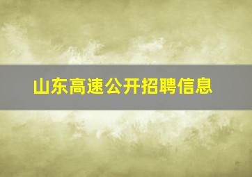 山东高速公开招聘信息