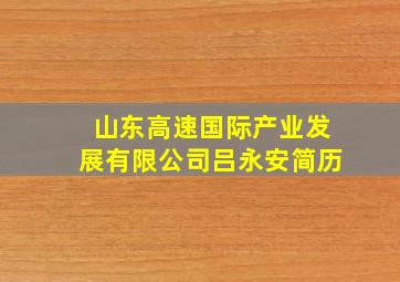 山东高速国际产业发展有限公司吕永安简历