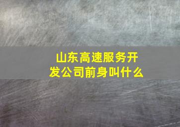 山东高速服务开发公司前身叫什么