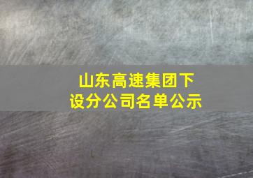 山东高速集团下设分公司名单公示