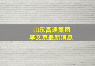 山东高速集团李文京最新消息