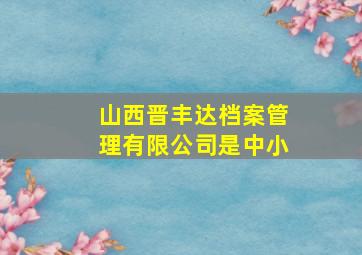 山西晋丰达档案管理有限公司是中小