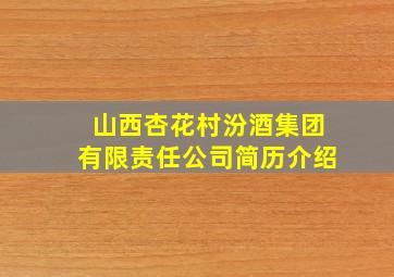 山西杏花村汾酒集团有限责任公司简历介绍