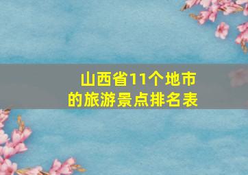 山西省11个地市的旅游景点排名表