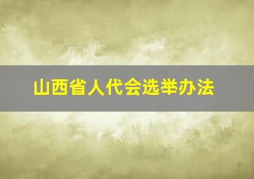 山西省人代会选举办法