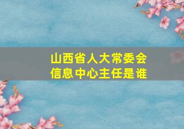 山西省人大常委会信息中心主任是谁