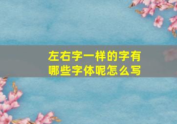 左右字一样的字有哪些字体呢怎么写