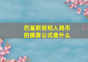 巴基斯坦和人民币的换算公式是什么