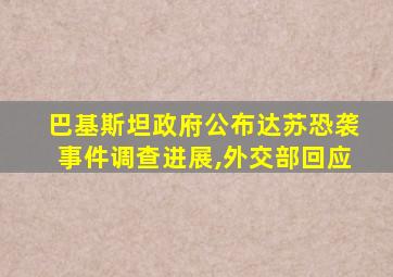 巴基斯坦政府公布达苏恐袭事件调查进展,外交部回应