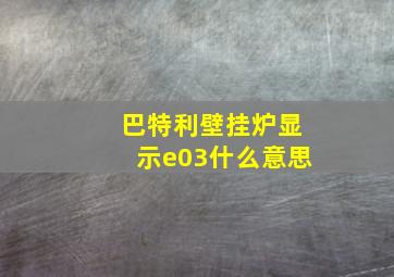 巴特利壁挂炉显示e03什么意思