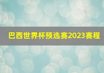 巴西世界杯预选赛2023赛程