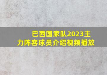 巴西国家队2023主力阵容球员介绍视频播放