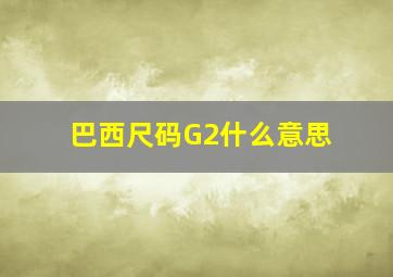 巴西尺码G2什么意思