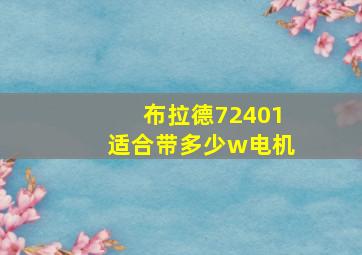 布拉德72401适合带多少w电机