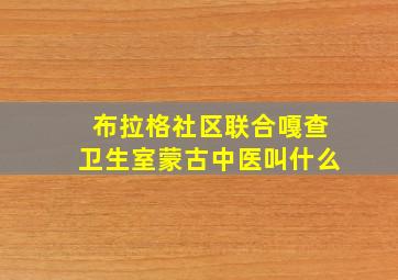 布拉格社区联合嘎查卫生室蒙古中医叫什么