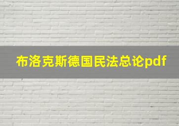 布洛克斯德国民法总论pdf