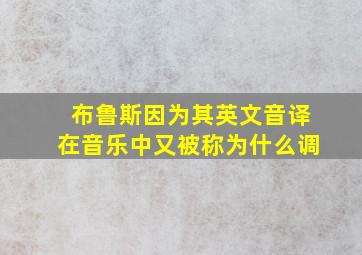 布鲁斯因为其英文音译在音乐中又被称为什么调