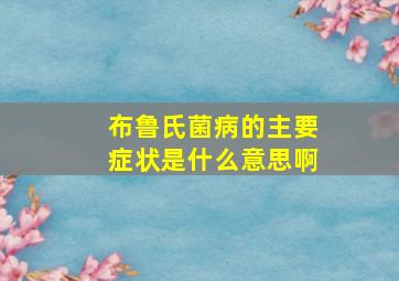 布鲁氏菌病的主要症状是什么意思啊